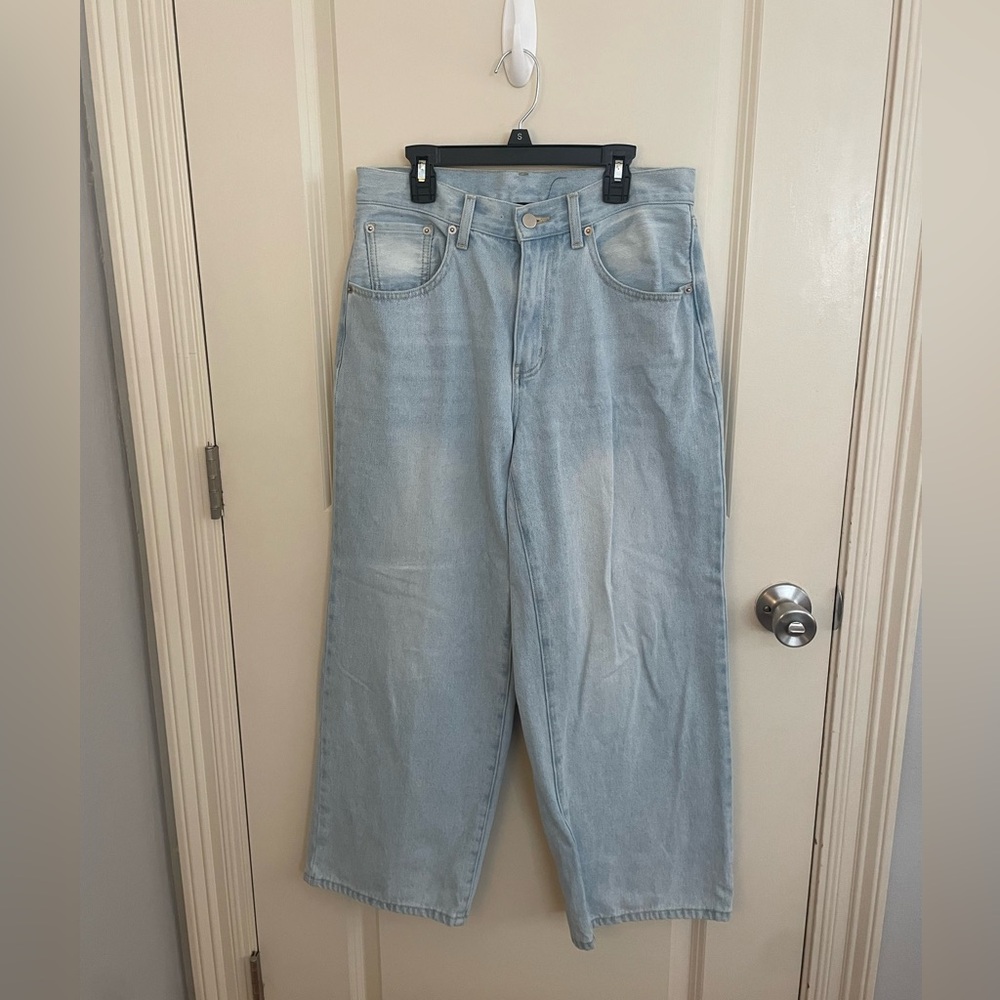 Miou Muse Light Wash Denim Wide Legged Jeans